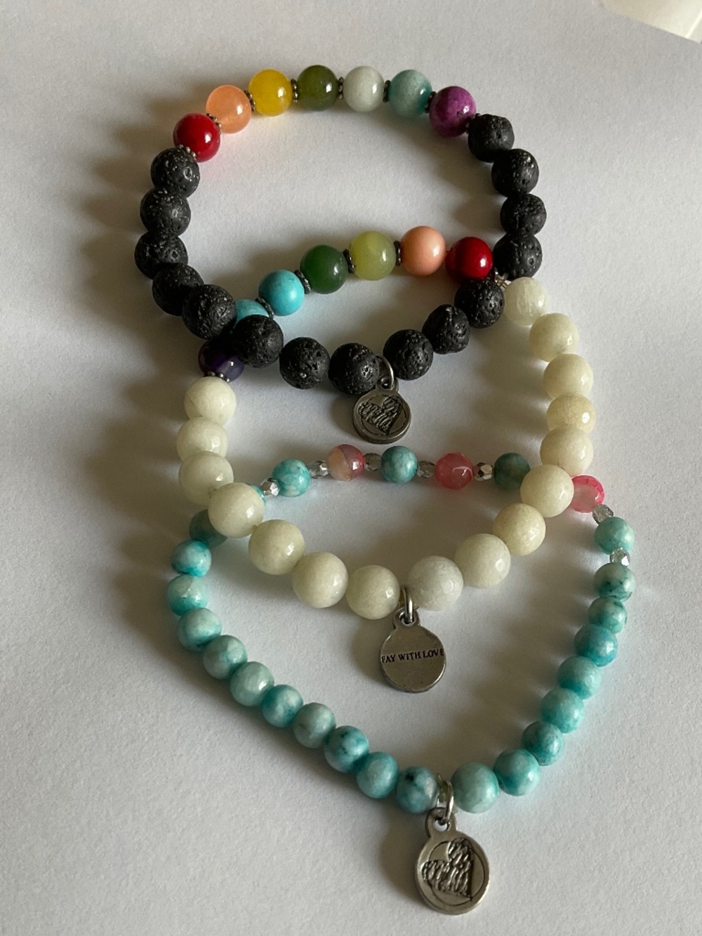 Set of three yoga Chakra bracelets